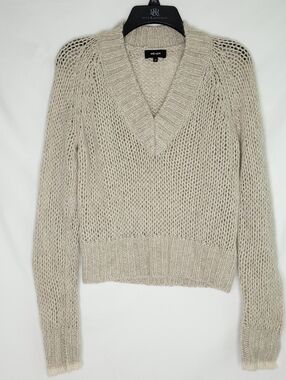 ME + EM Cashmere/Silk Blend Women's V-neck Long Sleeve Pullover Sweater XS